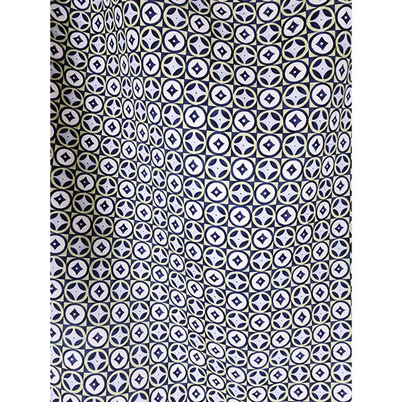 TALBOTS Blue Black Beige Geometric Design Silk Wool Blend Below Knee Skirt SZ 12 - Picture 3 of 8